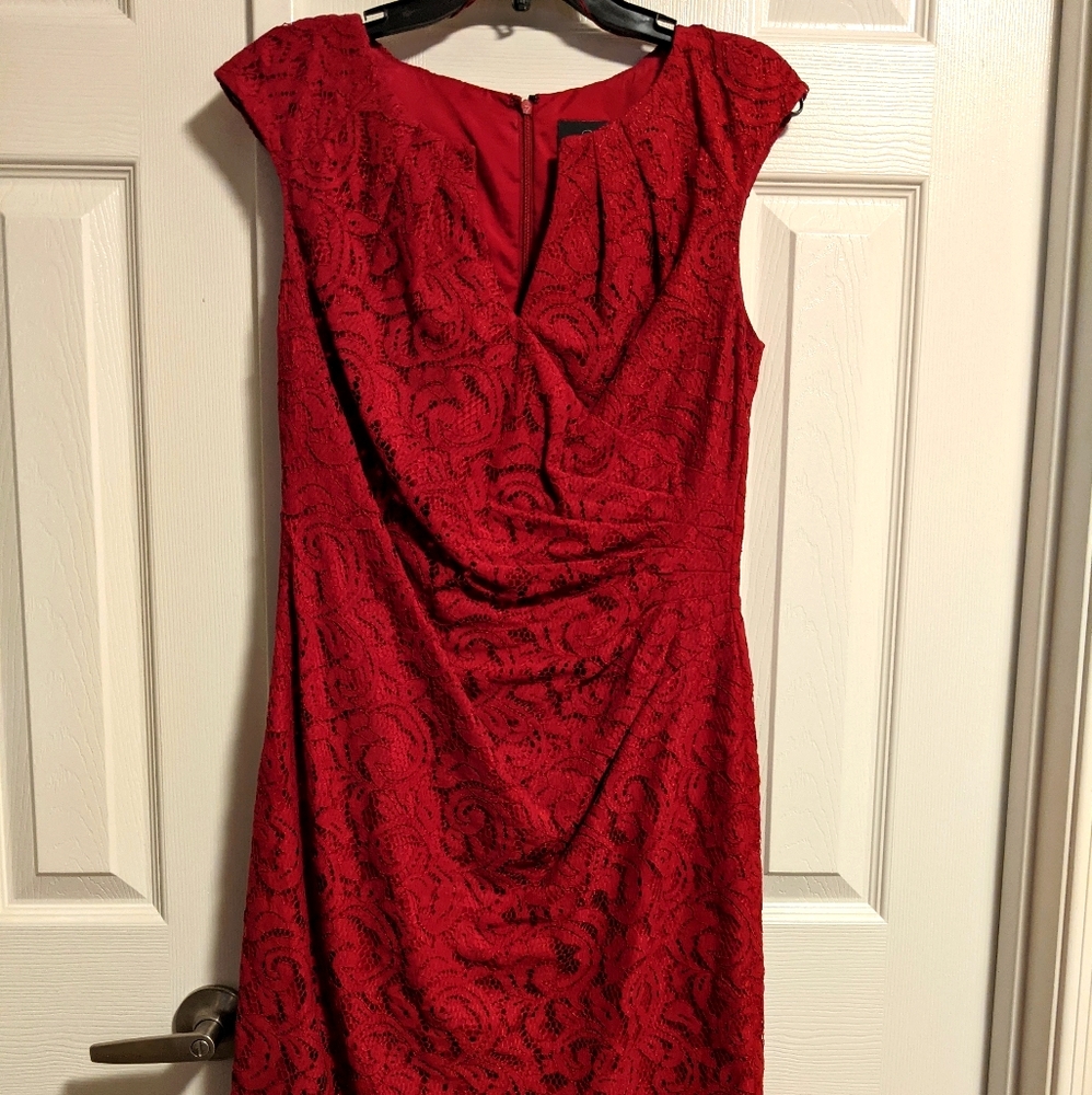 Red lace party dress